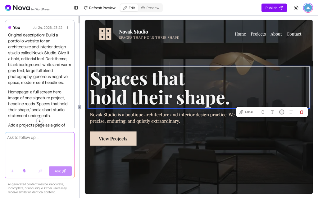 WordPress Preview and Edit Mode